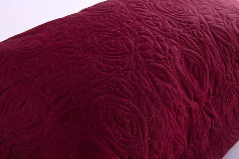 MarCielo 2-Piece Embroidered Pillow Shams, Decorative Microfiber Pillow Covers Set Standard Size, Dark Burgundy - Image 4